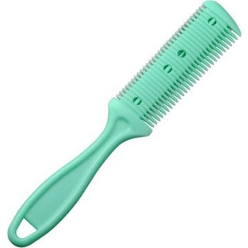 1pcs Hair Razor Comb Handle Hair Razor Cutting Thinning Comb Home DIY Trimmer Inside With Blades Hair Brush Color Random