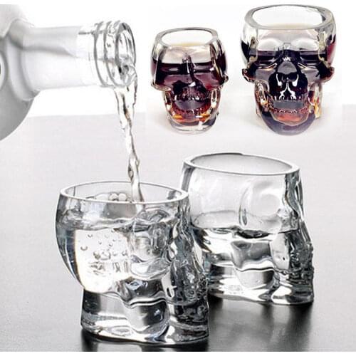 2.5oz Clear Head Glass Cup Clear Skull Water Cup Creative Transparent Bar Drinking Glass