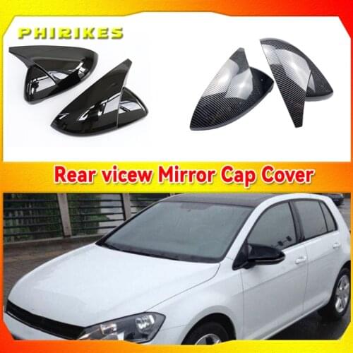 2 pieces for VW Golf 7 MK7 7.5 GTD R GTI Touran L E-GOLF Side Wing Mirror Cover Caps Bright Black RearView Mirror Case Cover