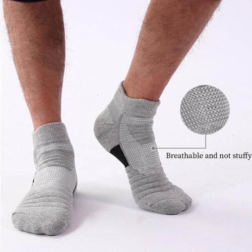 Mens Cotton Ankle Socks Breathable Cushioning Active Trainer Sports Professional Towel Thick Basketball Outdoor Running Sock