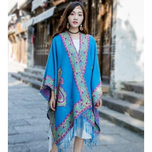 2019 New Fashion Winter Warm Nepal Ponchos And Capes For Women Oversized Shawls and Wraps Cashmere Pashmina Female Bufanda Mujer
