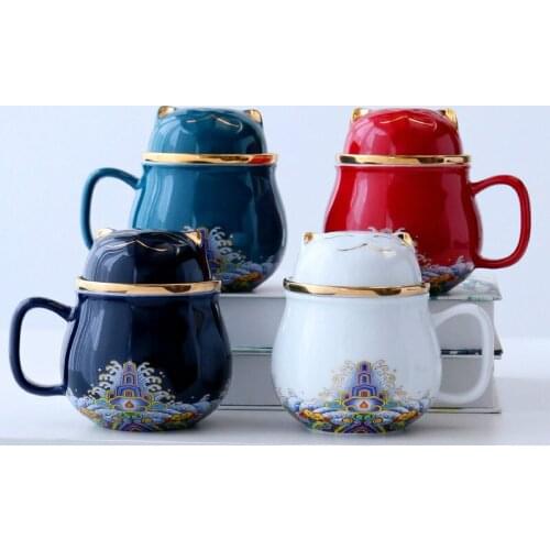 2021 Creative Ceramic Cat Coffee Mug Portable Office Separation Travel Set Drinkware Cow Cups And Milk Mugs