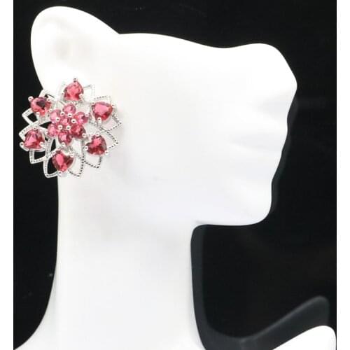 42x17mm Stunning Jewelry Set 7.6g London Blue Topaz White CZ Daily Wear Ladies 925 Sterling Silver Pendant Earrings