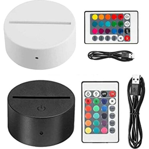 4Pc Night LED Light Lamp Base Remote Control USB Cable Adjustable 7 Colors Decorative Lights for Room Restaurant Officce