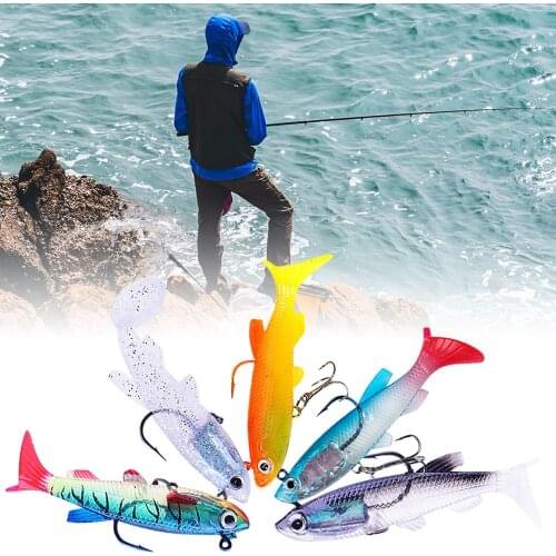 5PCS Highly Simulated Soft Shrimp Bait Set Fishing Hook Fishing Tackle Sea Fishing Jig Fish T Tail Sea Bass Lure Fishing Tackle