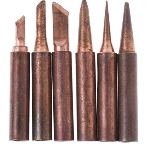 6 Pcs Copper Soldering Iron Tips 900M-T Lead Free Solder Welding Tools Set