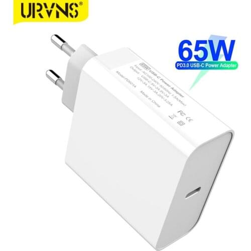 URVNS 1 Port 65W USB C Power Adapter Supply, PD65W 45W 20W Type C Fast Charger Travel Adaptor For MacBook Xiaomi iPhone 12 iPad