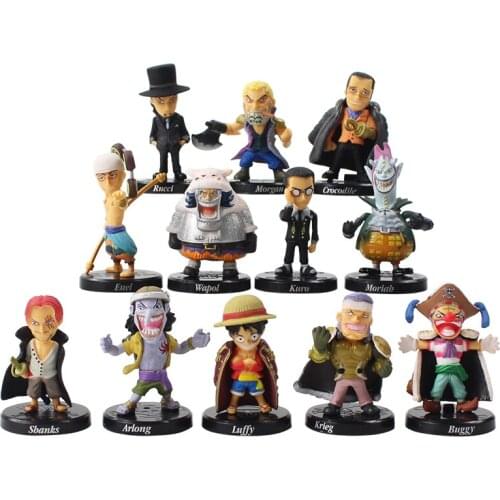5cm 12pcs/set Anime One Piece Straw Hat Luffy Crocodile Shanks Devil Fruit Users Action Figure PVC Model Doll Toys gifts