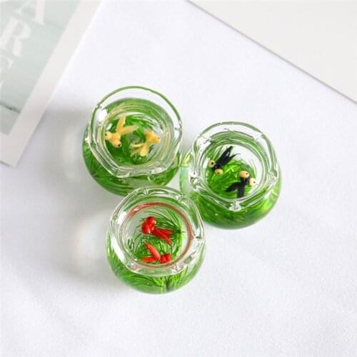 Free Shopping Mini Food Play 1:12 Dollhouse Accessories Simulation Mini Glass Goldfish Bowl Household Model