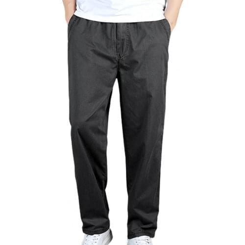 2021 Classic Suit Pants Men Oversize Elastic Waist Straight with Pockets Solid Color Business Trousers Male Clothing for Working