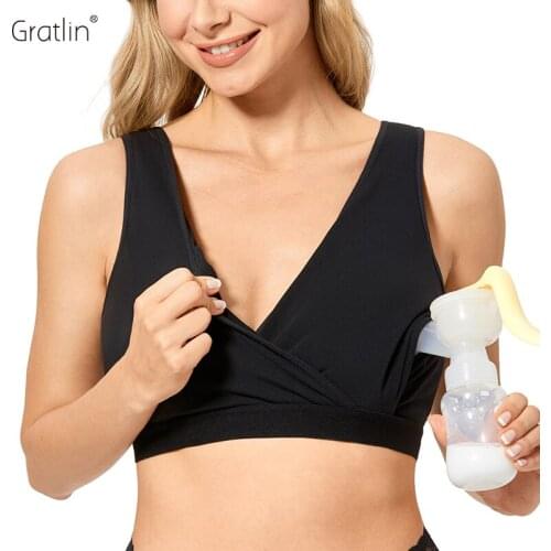 Gratlin Wireless Hands-Free Nursing Sleep Bra for Pumping Cotton Maternity Bra For Pregnancy