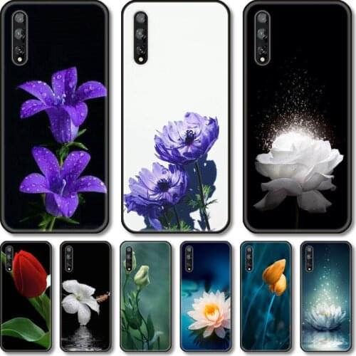 Blue flowers Phone Case For Huawei Y 5 6 7 8 9 A P S Pro 2020 2019 Black Shell Cover