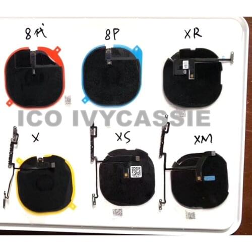 For iPhone 8 8Plus X XS Max XR Wireless Charging Charger Panel Coil NFC Module Sticker With Volume Power On Flex Cable Ribbon