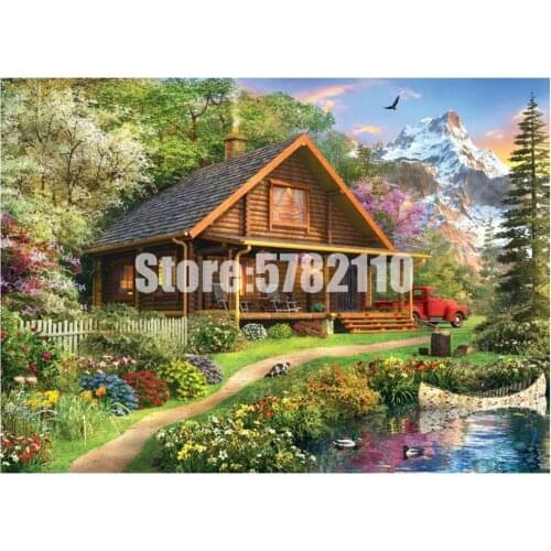 Mountain Retreat DIY Diamond Embroidery Crystals Diamond Mosaic Landscape Cabins Rhinestones Diamond Painting Cross Stitch Kits