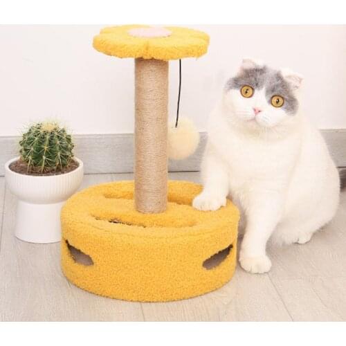 Cat Scratcher Tree Tower Cat Scratching Column Claw Grinder Scratching Toy for Cats Sisal Fleece Wear-Resistant Pet Toy Supplies