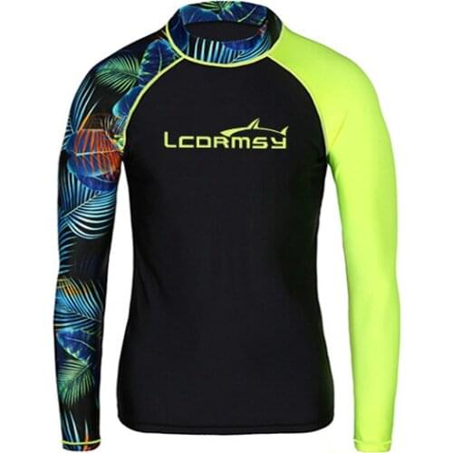 Long Sleeve Surfing Swimsuit for Men Fur Protective Shirt Top Water Sports Fitness Quick Dry Swimsuit