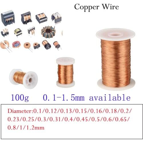 0.13mm 0.25mm 0.5mm 1mm 1.2mm copper wire Magnet Wire Enameled Copper Winding wire Coil Copper Wire Winding wire Weight 100g