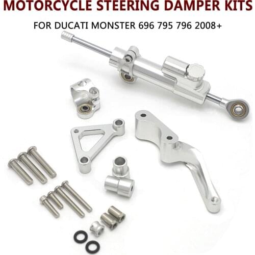 Motorcycle Modified Steering Damper Stabilizer Mounting Bracket Support Kit For Ducati Monster 696 2008-up