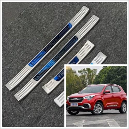 Stainless steel door sill strip for 2017 18 CHERY TIGGO5X Tiggo4 Exterior welcome pedal Scuff Plate cover Threshold