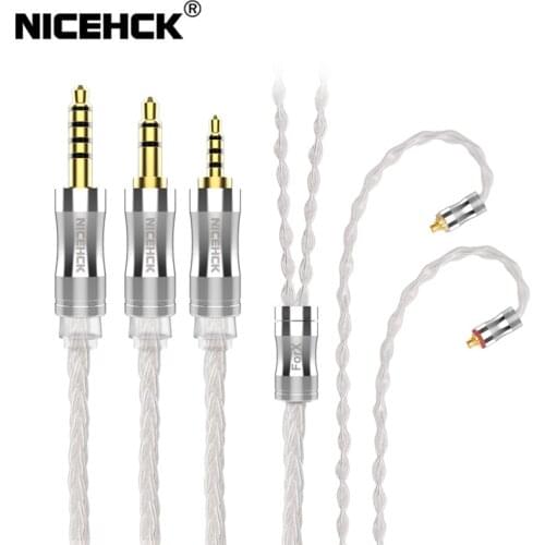 NICEHCK ForX 8 core Litz Silver Plated Furukawa PCUHD Copper Cable 3.5/2.5/4.4mm MMCX Connector For P1 T4 T2 Plus ST-10s Xelento