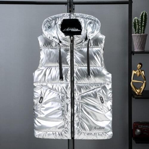 2021 New Down Cotton Vest Womens Winter Bright Face Outer Wear Waistcoat Padded Vest Fashion Vest Winter Sleeveless Jacket