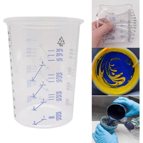 50pcs Disposable Clear Graduated Plastic Mixing Cups For Paint Uv Resin Epoxy 20 Oz 600ml Measuring Ratios Diy Make Up Tools