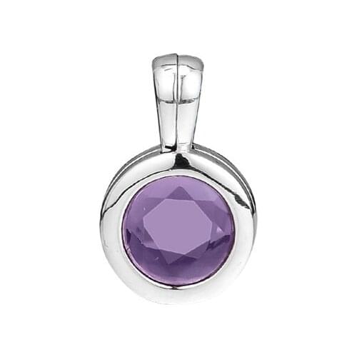 Purple Faceted Floating Locket Pendant Charms for Snake Chain Bracelets Women 925 Sterling Silver Charms for Jewelry Making