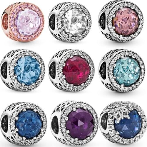 Sale 100% Real 925 Sterling Silver Radiant Hearts Beads Charms Fit Original Pandora Bracelet DIY Jewelry Making Dorpshipping