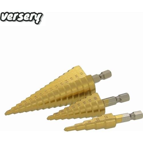 Hexagon Handle Straight Groove Step Drill Step Drill Alloy Thin Aluminum Plate Iron Plate Hole Opening Set Pagoda Drill 3 Pc