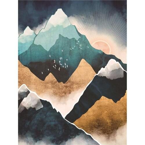 Modern Abstract Landscape Pre-Printed 11CT Cross-Stitch Full Kit Embroidery DMC Threads Needlework Sewing Craft Floss