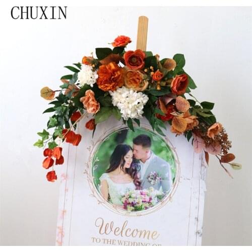 Wedding Welcome Card Flower Row Artificial Flores Arrangement Hotel Sign Event Decoration Home Garden Door Wall Wreath Decor