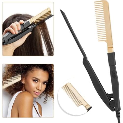 Hair Straightener Portable Electric Hair Straightening Flat Iron Brush Comb for Women Girls Home Salon Wet Dry Hair Use
