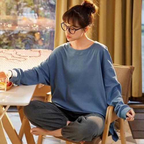 2020 Long Sleeve Cotton Womens Spring And Autumn Suit Cartoon Lovely Homewear Set