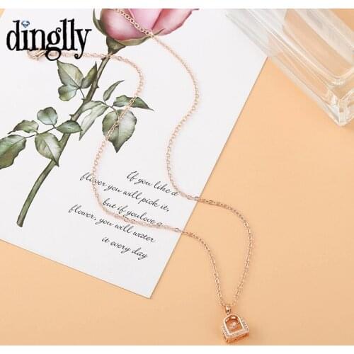 New Korea Rose Gold CZ Handbag Pendant Necklace For Women Girls Original Shaking Shiny Crystal Charm Necklace Girlfriend Gift