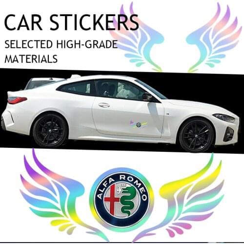 1pcs Car Colored Wings Sticker Rear Glass Occlude Scratches For Alfa Romeo 156 159 147 4C 8C 166 Giulia Giulietta Mito Stelvio