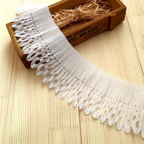 1Yard Embroidery Leaves Lace Fabric 8CM White Guipure 3D Lace Fabrics Appliques Wedding Tulle Chiffon Ribbon Sewing Clothes PY-4