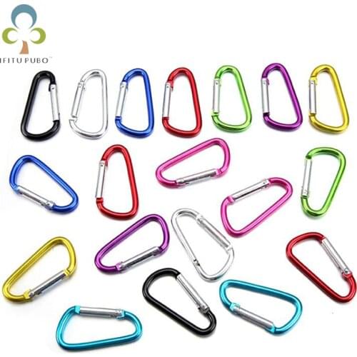 10PCs Outdoor Sports Aluminium Alloy Safety Keychain Climbing Button Carabiner Camping Hiking Hook 4# 5# 6# GYH