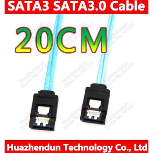 100pcs New SATA III SATA3 SATA3.0 Data Cable Straight Hard Drive Cable (6Gbps) Free shipping blue color 20CM
