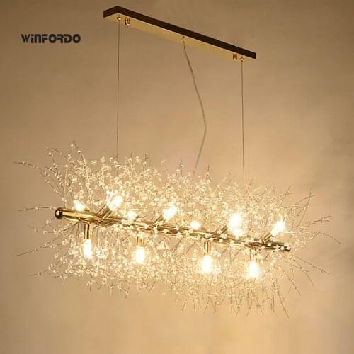 2021 Modern Crystal LED G9 Dandelion Chandelier Lighting Pendant Lamp For Dining Room / Restaurants / Shops Winfordo WF-P92L