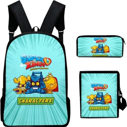 3pcs/set Super Zings Backpack Mochila Bag Superzings School Bag Laptop Bagpack with Crossbody Bag Pen Bags