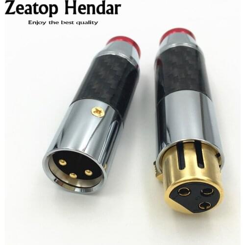 4Set High Quality Carbon Fiber 3Pin XLR Male + Female Plug Balance Audio Connector HiFi Audio 3Pin M & F