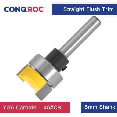 Diameter 19.05mm Straight Flush Trim Router Bit with Bearing 6mm Shank Clean Bottom Woodworking Milling Cutter