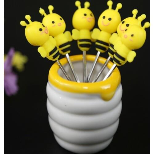 6 PCS/Set Lovely Cartoon Animal Food Fruit Forks Snack Dessert Forks Food Picks For Kids Accessories Kitchen Utensils Food Picks