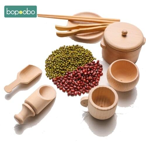 8Pcs/Set Montessori Wooden Baby Kitchen Play House Toys for Girls Fine Motor Skills Development Waldorf Education Toys Girl Gift