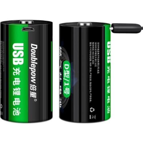 2PCS Original 1.5V 9000mWh rechargeable battery Micro USB battery D Lipo LR20 lithium battery + Micro USB charging cable