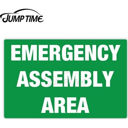 Jump Time 13cm x 8cm Car Sticker Emergency Assembly Area Decals Personality Bulding Door Window Waterproof Vinyl Car Decor