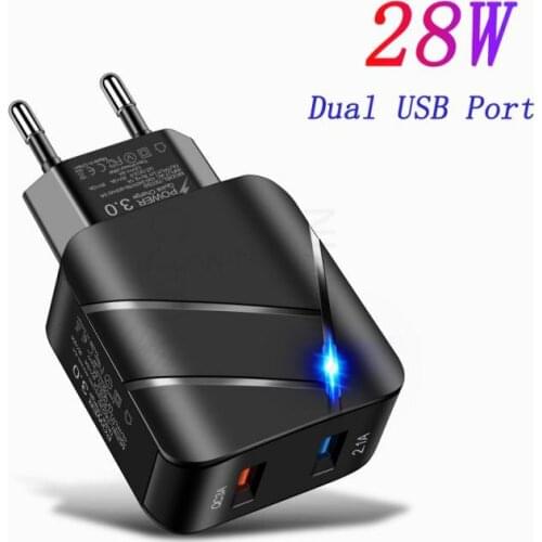 Quick Charge 3.0 QC USB3.0 Charger 18W QC3.0 Dual USB Fast Charger For iPhone 12 Xiaomi Phone Fast Charging Wall Charge Plug