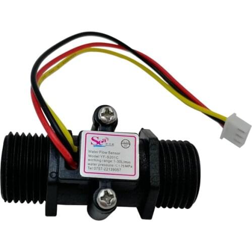 Black /Transparenc Water Flow Sensor Switch G1/2" Hall Effect Meter Control DC 5-15V