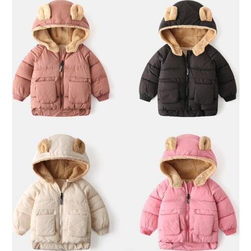 Childrens Cotton Clothes Korean Childrens Wear Winter Boys Girls Thickened Coat Baby Cartoon Plush Zipper Shirt Girls Top 2-6y
