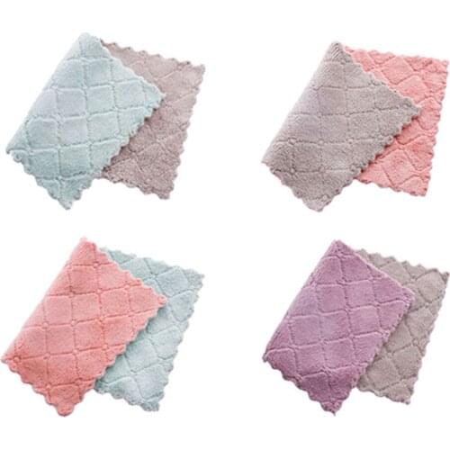 Double-sided Two-color Cleaning Cloths Towel Household Scouring Pad Kitchen Dishwashing Super Absorbent Non-Stick Oil Dishcloth